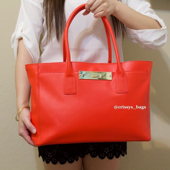 Vince Camuto Large Red-Orange Bag w/ Gold Hardware